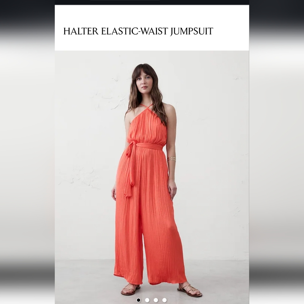 NWT Banana Republic Vibrant Coral Jumpsuit. Size L - Picture 6 of 6